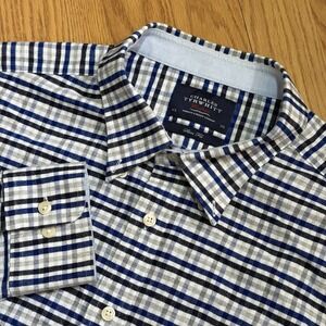 Charles Tyrwhitt Mens Slim Fit Blue, Black, White, Gray Button Down Shirt XL